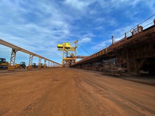 Conveyors in Brazil loading Iron Ore
