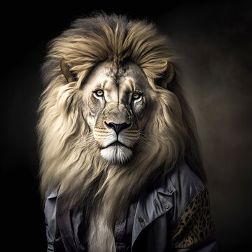 a asiatic lion is not a fashion accessory, asiatic lion portrait, generative ai