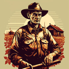 Farmer Vector Art AI Generated