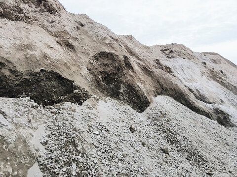 Close-up of coal mine against sky