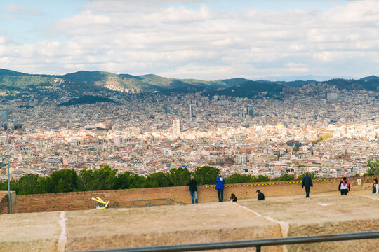 Barcelona city from Montjuic Castle, Catalonia, Spain