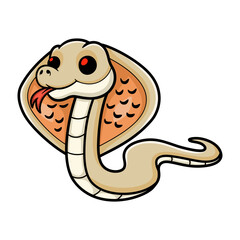 Fototapeta premium Cute albino monocled cobra cartoon