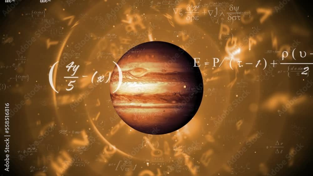 Poster animation of data processing over globe on orange background