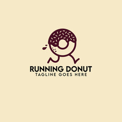 running donut logo, fast food logo, minimalist and business logo design in vector template.