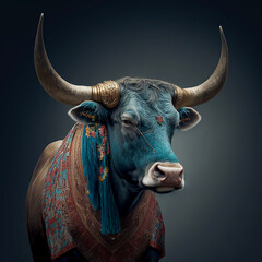 a bull is not a fashion accessory, bull portrait, generative ai
