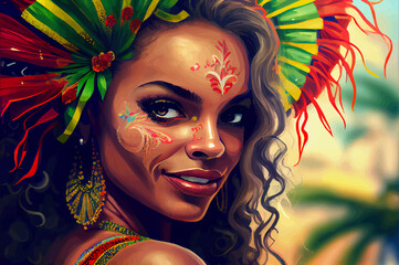Beautiful Woman in Brazilian annual carnival festival