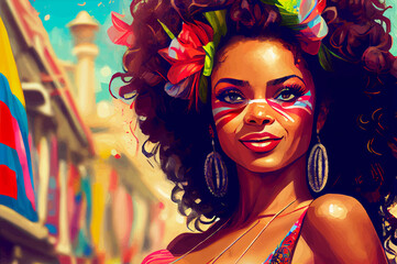 Beautiful Woman in Brazilian annual carnival festival