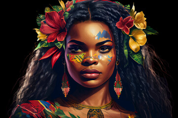 Portrait of girl in Brazilian annual carnival festival