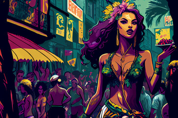 Obraz na płótnie Canvas BRAZILIAN STREETS AT THE RIO DE JANEIRO CARNIVAL