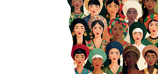 Portrait of group of multi ethnic womens - International Womens Day Concept