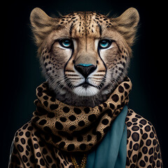 a cheetah is not a fashion accessory, cheetah portrait, generative ai