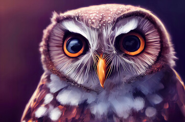 Fototapeta premium illustration of cute owl in christmas landscape