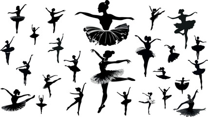 Set of ballet dancers silhouettes - obrazy, fototapety, plakaty