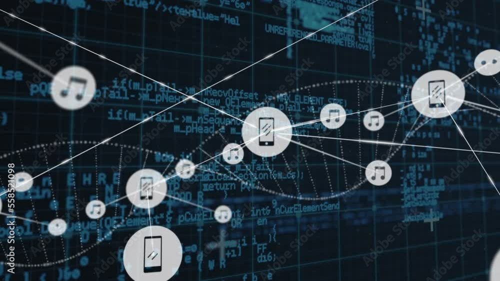 Poster animation of network of connections over data processing