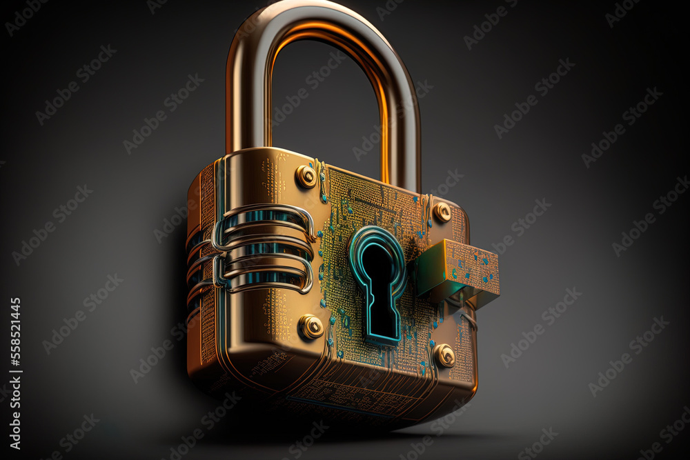 Poster padlock background security and safety concept. generative ai