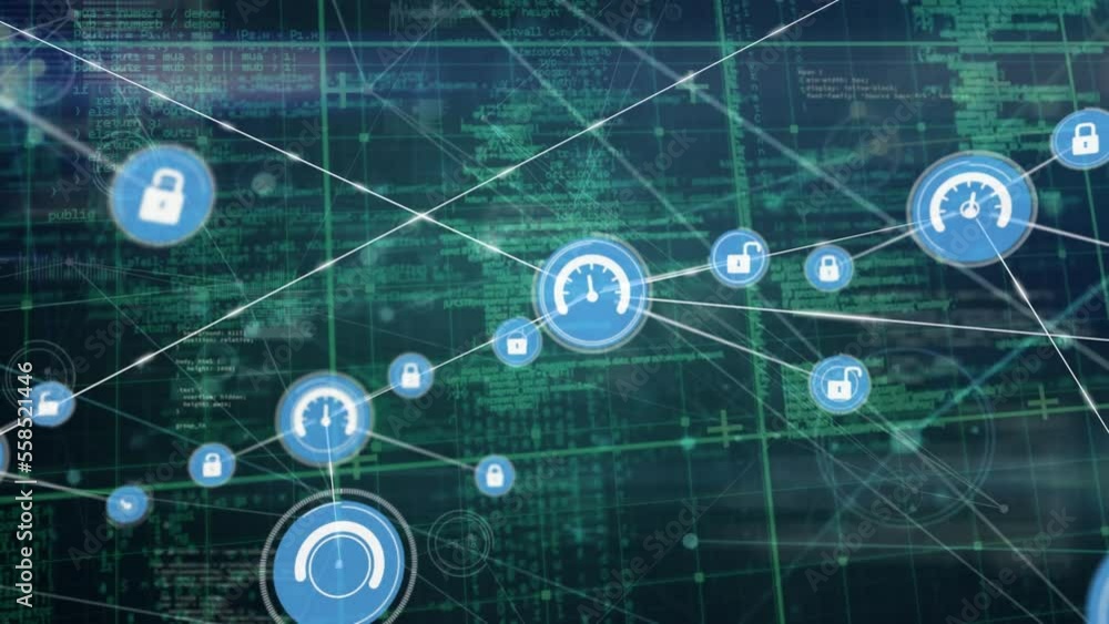 Poster animation of network of connections over data processing