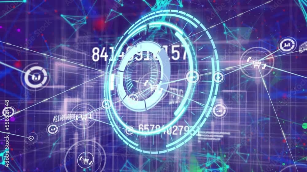 Poster animation of network of connections over data processing
