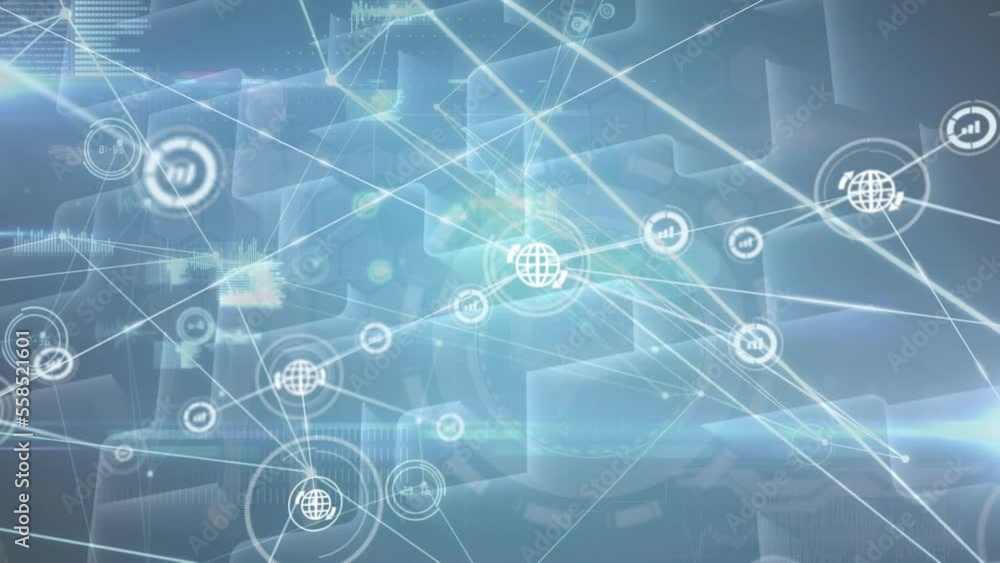 Poster animation of network of connections over data processing