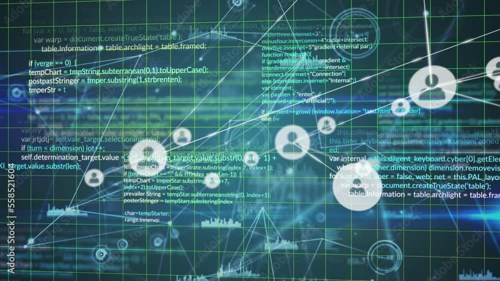 Poster animation of network of connections over data processing