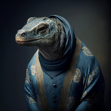 a komodo dragon is not a fashion accessory, komodo dragon portrait, generative ai