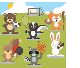 Animals playing sports vector artwork