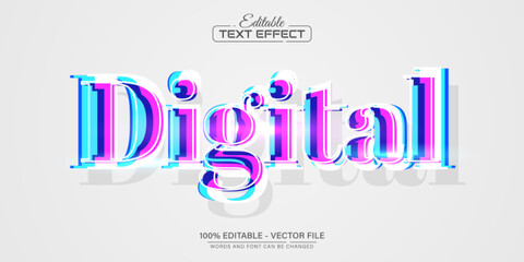 Digital glitch style text effect editable