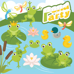 Pond party animals vector art