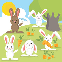 Obraz na płótnie Canvas Happy Easter bunnies vector artwork