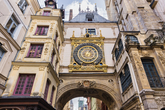 the famous Gros Horloge in Rouen, France