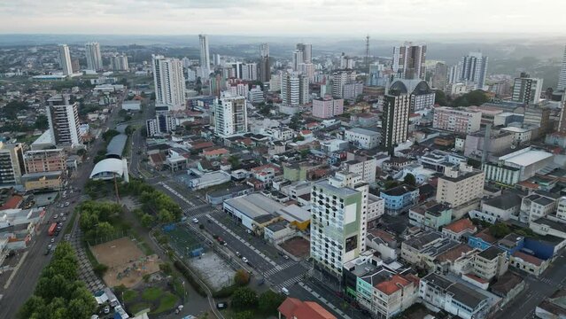 Aerial view of Ponta Grossa city center in southern Brazil