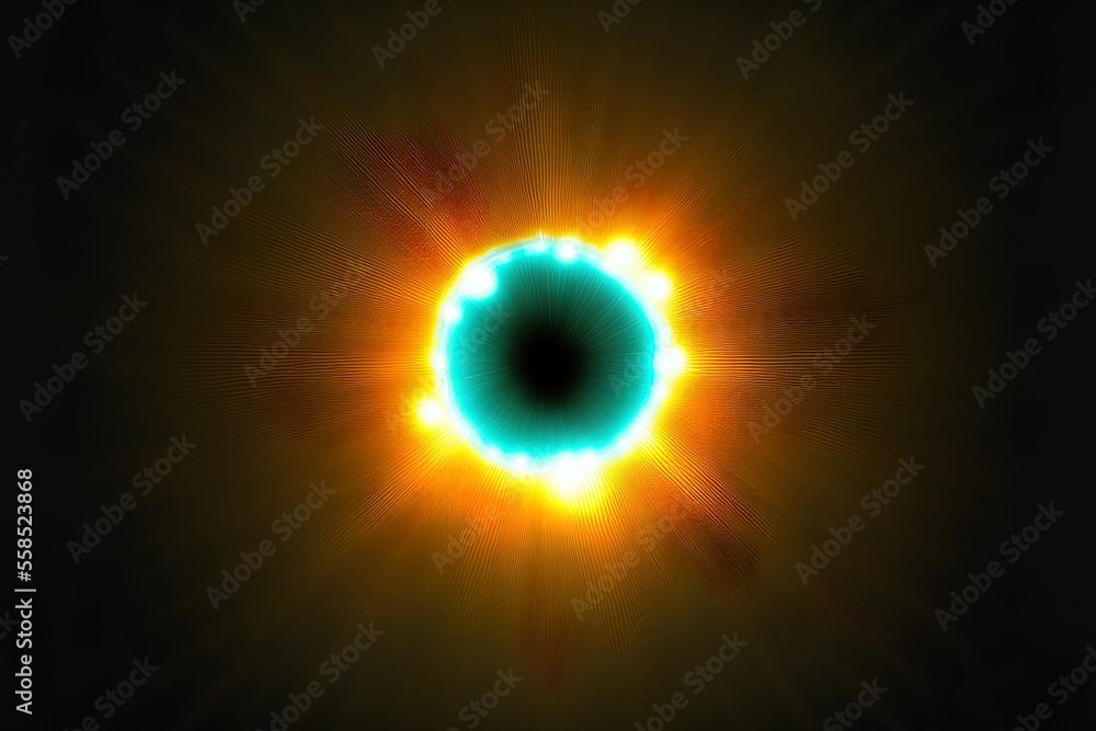 Poster black background with solitary sun rays for overlay design, lens flare effect overlay. beams of lase