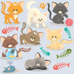 Cute kittens vector art