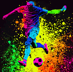 Naklejka na ściany i meble Soccer player colorful abstract illustration