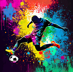 Soccer player colorful abstract illustration