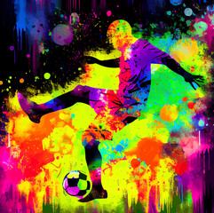 Soccer player colorful abstract illustration