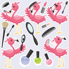 Flamingo Makeup Party vector art