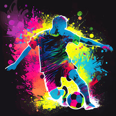 Obraz na płótnie Canvas abstract soccer player kicking the ball, colorful football player