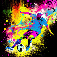 Fototapeta na wymiar colorful soccer player with ball
