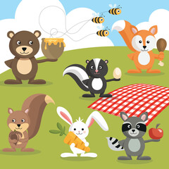 Animal picnic vector artwork