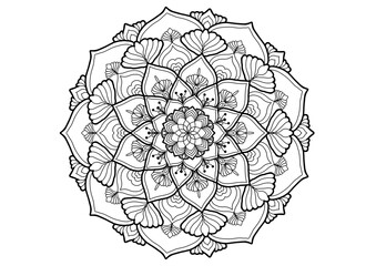 
Mandala. Ethnic decorative element. Hand drawn backdrop. Islam, Arabic, Indian, ottoman motifs. Boho style. for coloring for adults