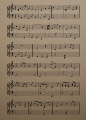 Sheet music. Different musical symbols combined into composition