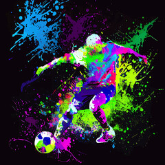 Fototapeta na wymiar abstract football player with ball