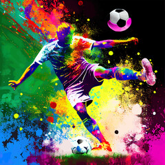 colorful abstract soccer player 