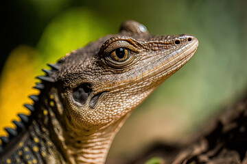 Naklejka premium Crocodile skink's head in closeup, side view. Generative AI
