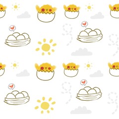 Cute chicken seamless pattern for children fabric