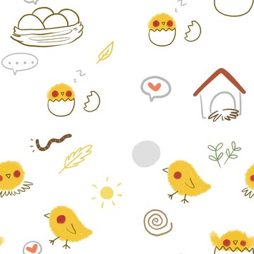 Cute chicken seamless pattern for children fabric