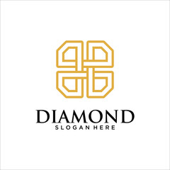 golden shape and monochromatic one. Abstract emblem, design concept, logo, logotype element for template.