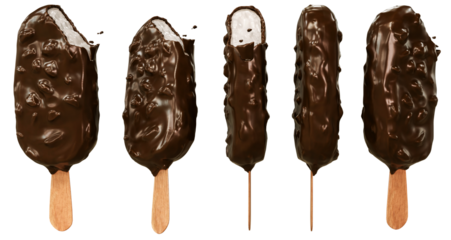 Bitten Ice Cream from different angles template transparent background, high quality details - 3D rendering