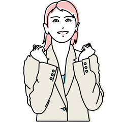 ガッツポーズする働く女性