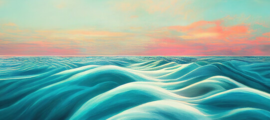 blue brush wave sea with sky background